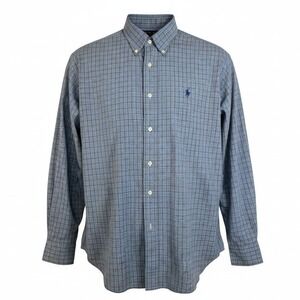 Ralph Lauren Blake Button Down Shirt Men Size XL Blue Plaid Embroidered Pony
